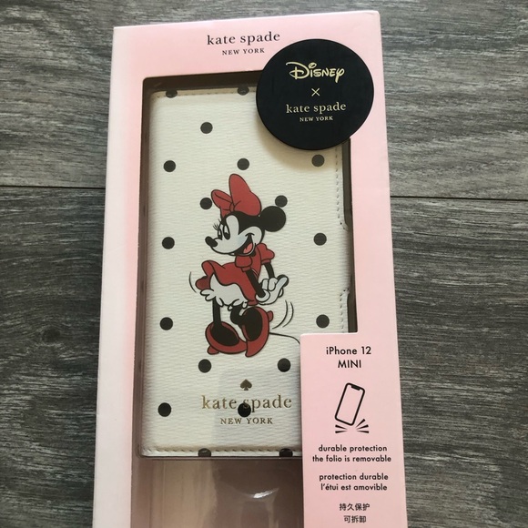 NEW Kate Spade New York Disney Minnie Mouse Magnetic Folio Iphone 12 Mini Case - Picture 2 of 7